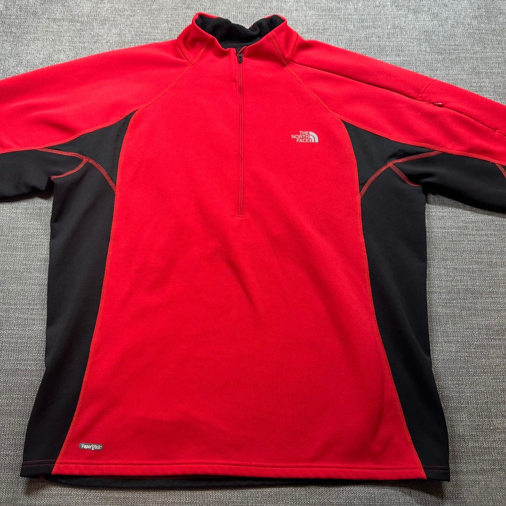 The North Face VaporWick Pullover Mens XL Red Black 1/4 Zip Technical